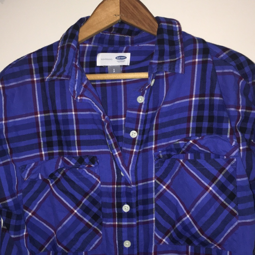 checkered purple/maroon/black pull over - Picture 2 of 2